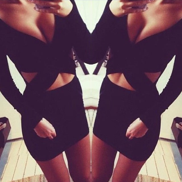 USA SIZE Sexy V-neck bandage nightclub dress