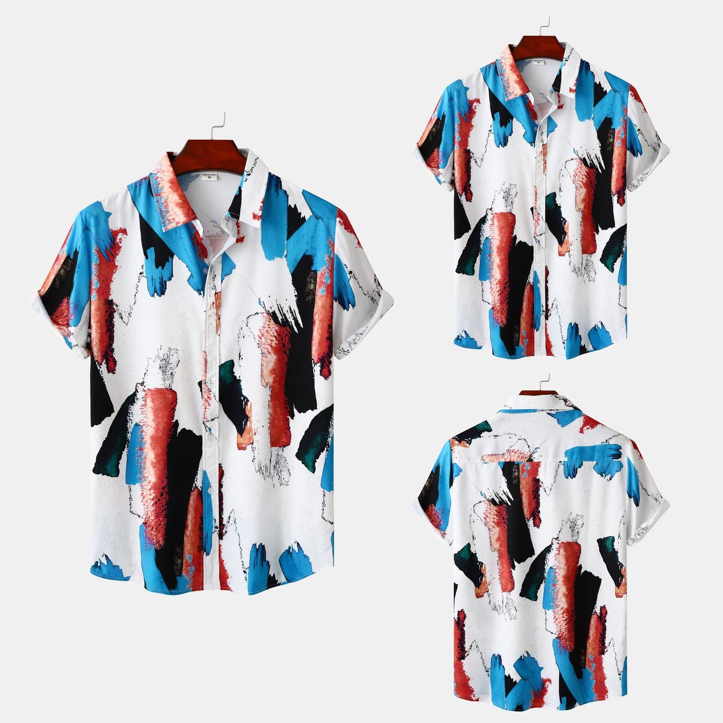 Cross-border foreign trade 2023 new European size men's floral printing design European and American style short sleeve beach vacation shirt men