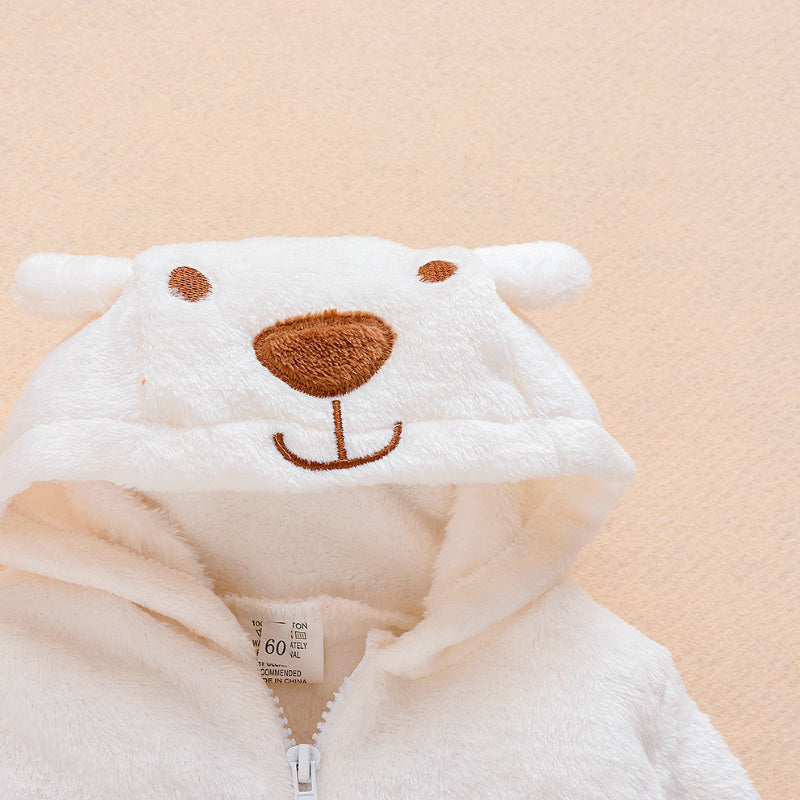 2023 Winter plus Velvet Hooded Warm Jumpsuit Crawling suit 0-1 Years Old Beibei Toddler Steps coat Fashion Children's clothing