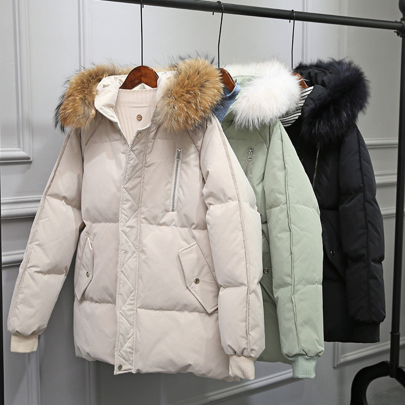 Down Jacket Women's Short Style Show Thin Big Hair Collar Coat Women