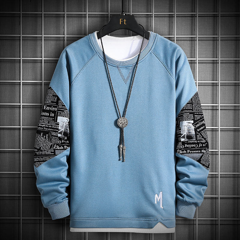 Men's Sweater Spring and Fall New Casual Youth Handsome Long-sleeved T-shirt Round Neck Trend Tops