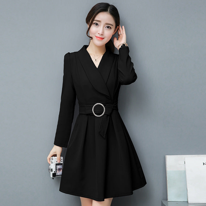 Long-sleeved dress for women 2020 autumn and winter new Korean version of large size belted dress slimming bottoming skirt, long-sleeved dress for women, slimming bottoming skirt, dress