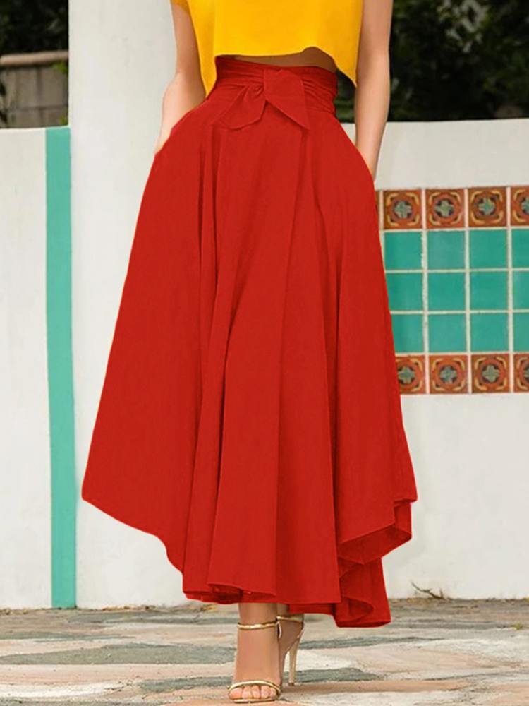 ZANZEA Women Elegant Asymmetrical Sundress Autumn Fashion High Waist Skirts Female Solid Skirts Female Casual Party Saia Jupe