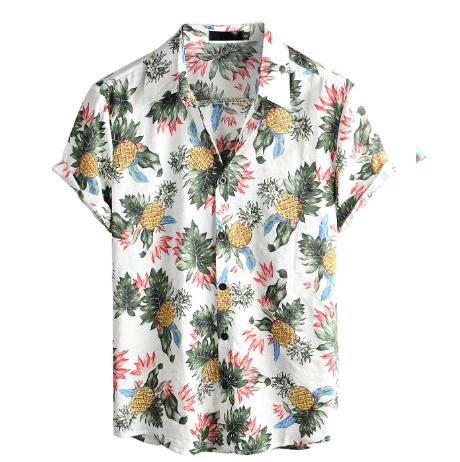 Men short-sleeved shirt with retro pattern digital printing