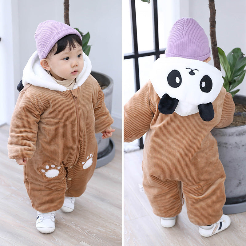 Winter Panda Baby Hoodie Rompers Overalls Bodysuit Jumpsuit Newborn Girl Boy cotton Snowsuit Kids infant Snow Wear clothes