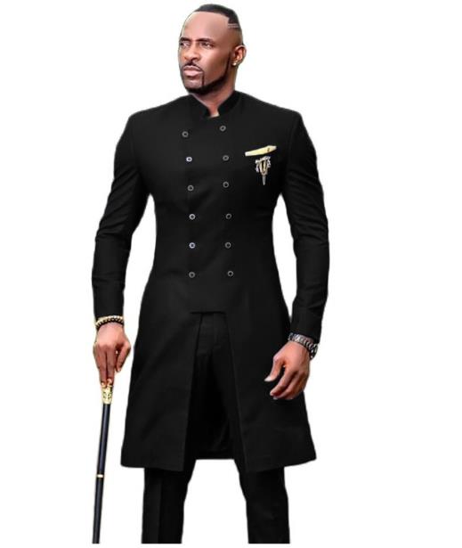 Two-piece Men's Casual Double-breasted Long Suit