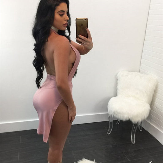 Summer sexy nightclub backless irregular dress, hip skirt for women, suspender skirt