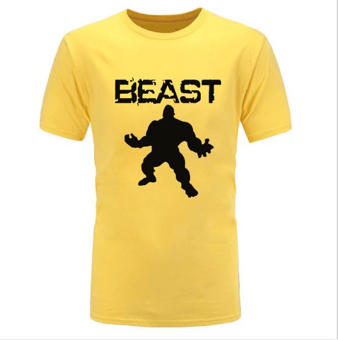 Foreign trade wholesale men''s short sleeved T-shirt, European and American fashion giant printing pure cotton men''s fitness sports leisure T-shirt