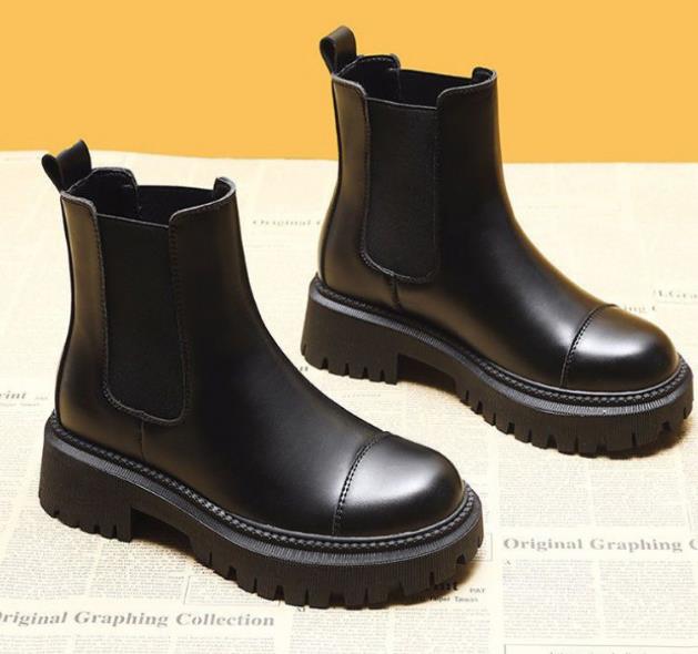 British Style Plus Velvet Platform Boots Retro Brown Skinny Boots Winter