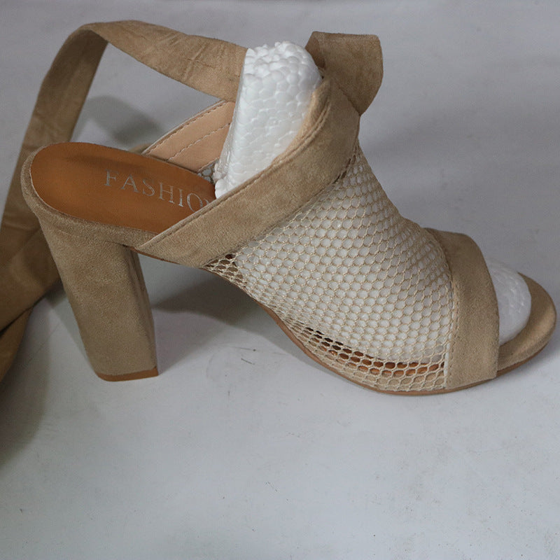 2020 Women Sandals Mesh Sexy Pumps High Heel Open Toe Ankle Strap Female Party Wedding Sandals Women Shoes Lace Up