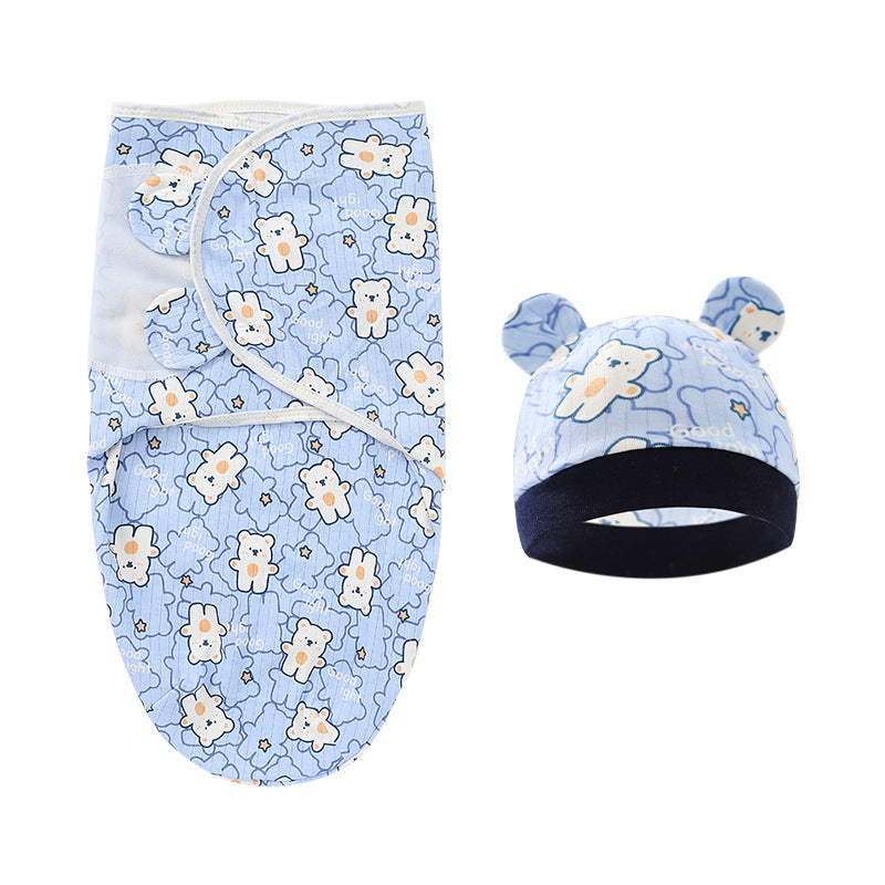 0-6 months baby swaddling cotton sleeping bag blanket wrap cap set baby adjustable newborn sleeping bag muslin blanket