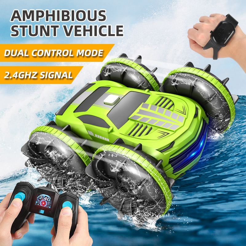 Factory direct sale 2.4g gesture watch amphibious amphibious remote control car double-sided stunt