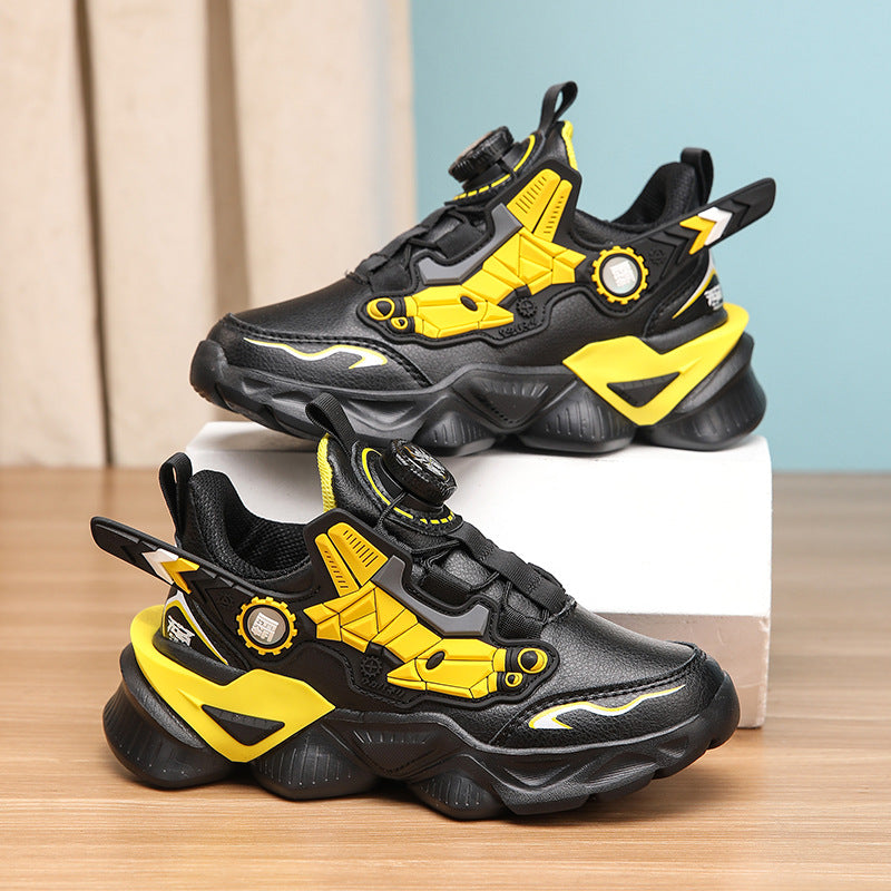 Boys Shoes 2021 Spring Mech Shoes Lightweight Non-Slip Leather Sneakers Large Children Breathable Casual Shoes