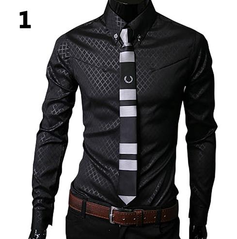 Large size men's new dark plaid casual men's long-sleeved shirt