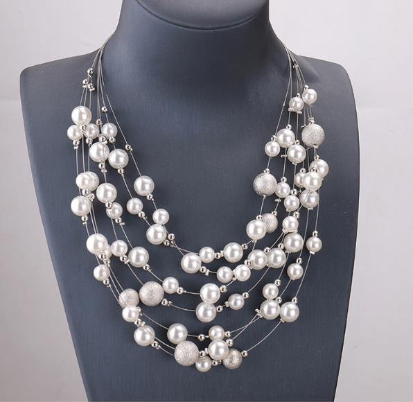 Multilayer pearl necklace pendant