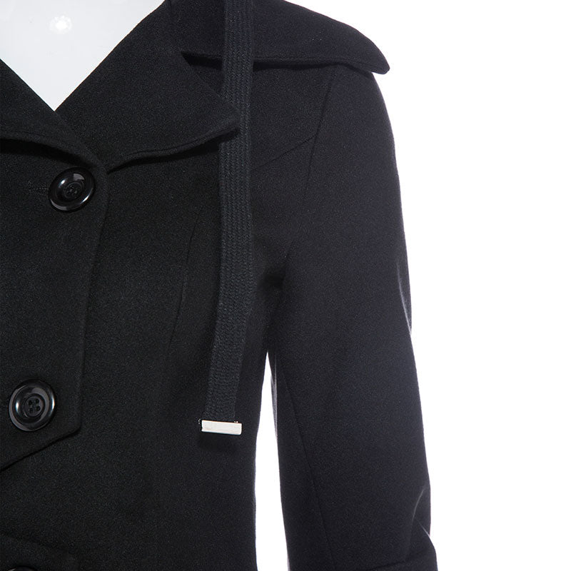 Asymmetric Black Coat Stand Collar Long Sleeve Women Overcoat Elegant Single-Breasted Slim Fall Winter women coat