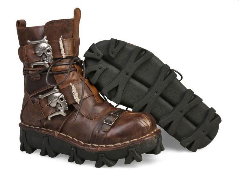 Men's Cowhide Genuine Leather Working Boots Military Combat Boots Gothic Skull Punk Motorcycle Martin Boots