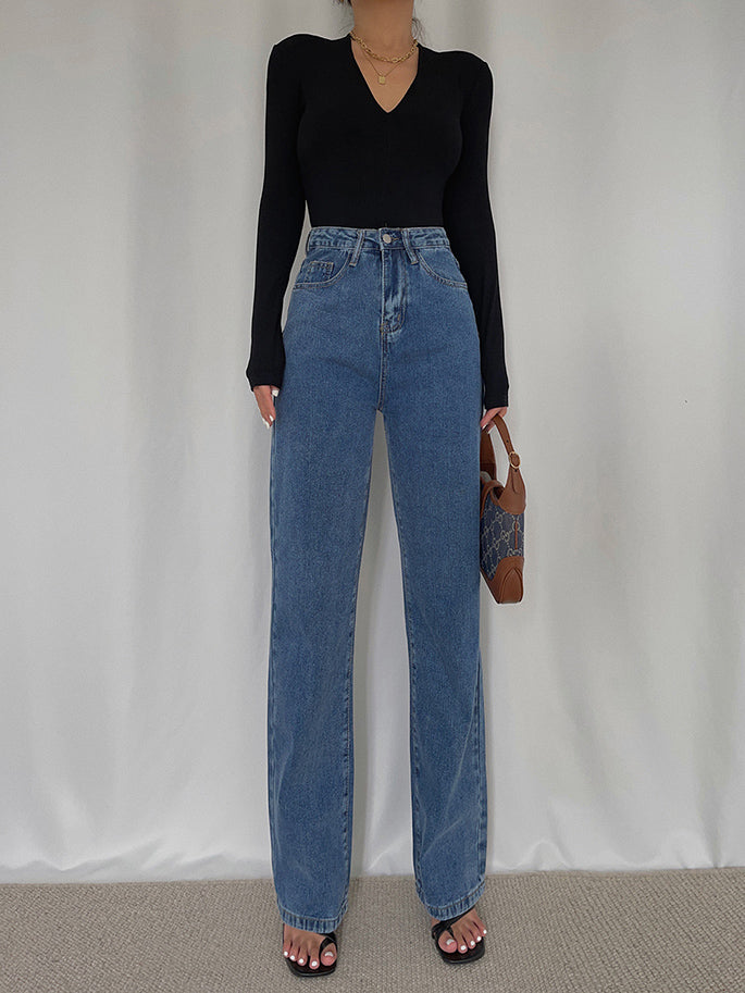 Fall New Women's High Waist Mopping Drape Jeans