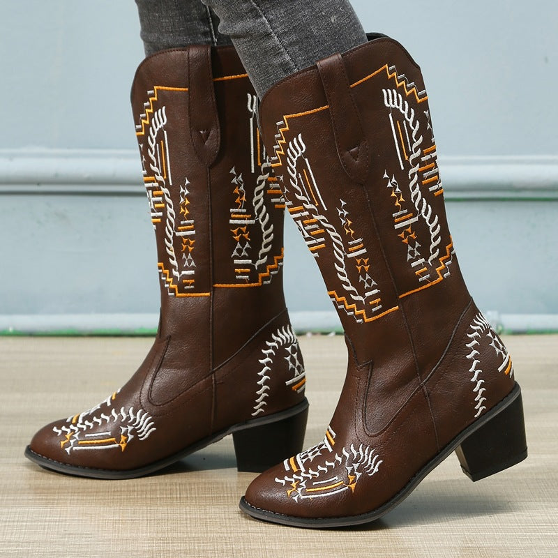 Autumn And Winter New Mid Tube Knight Boots