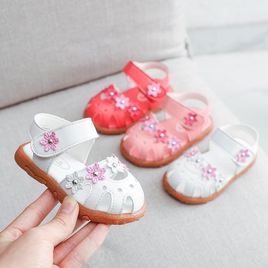 Summer Girls Baotou Sandals Children's Fashion Flower Princess Baotou Shoes