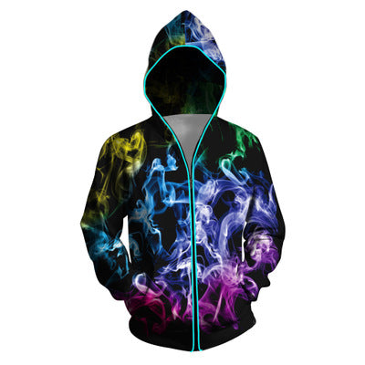 Starry sky zip photoelectric hooded sweater