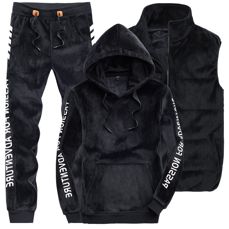 Gold velvet three-piece suit