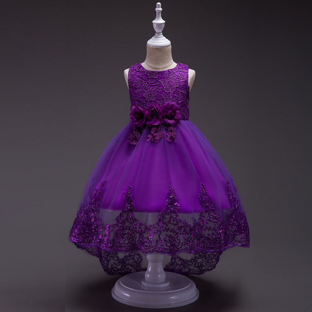 Children's wear Europe and the United States summer girls hook flower sleeveless dress flower girl flower tail dress show children skirt