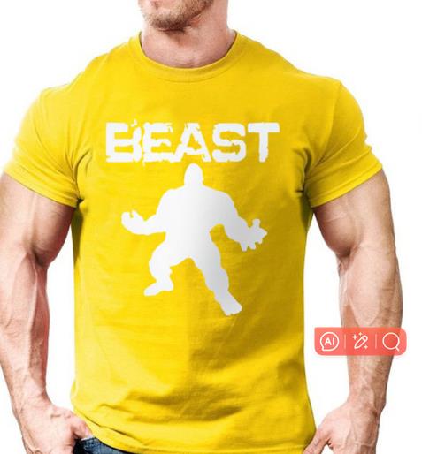 Foreign trade wholesale men''s short sleeved T-shirt, European and American fashion giant printing pure cotton men''s fitness sports leisure T-shirt