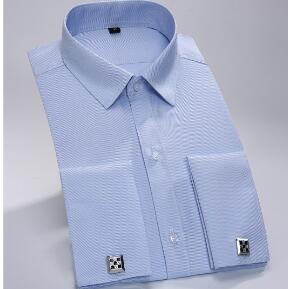 Men French cufflink shirt fashion quality pure cotton slim shirt professional business suit (single piece)