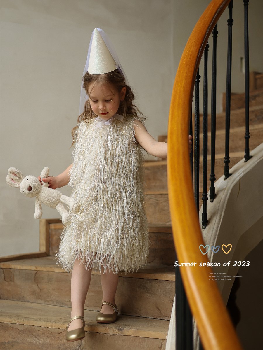 Girls Niche Tassel Vest Skirt Children Princess Birthday Dress