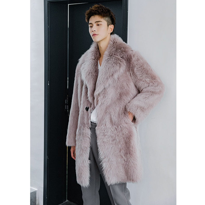 Men's fur wool coat autumn and winter new imitation fox fur coat fur winter warm leisure windbreaker large size