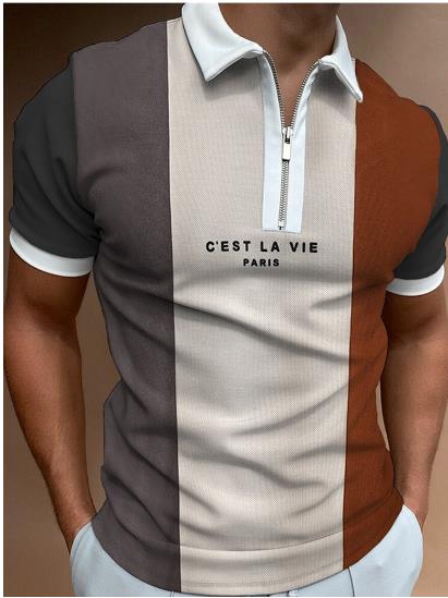 Check Texture Polo Shirt Men's Polo Shirt National Stitching Color Print