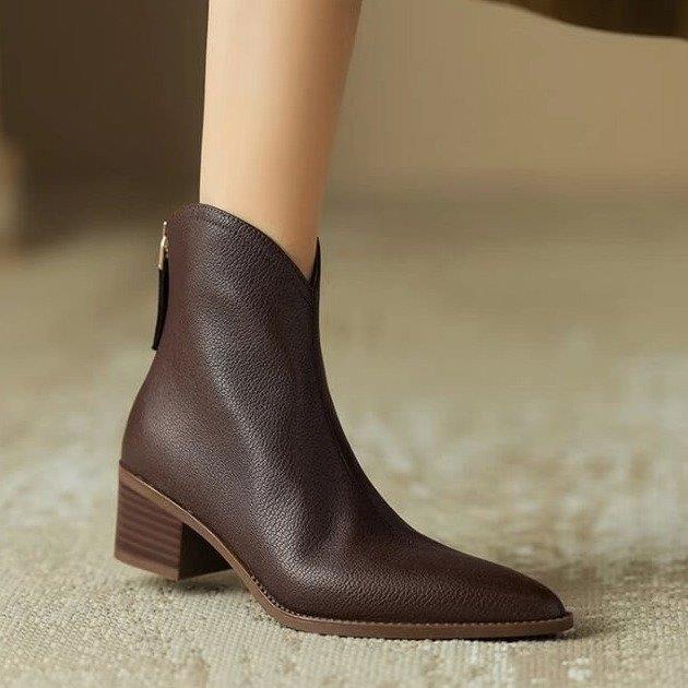 Simple Solid Color And Nude Ankle Boots For Women