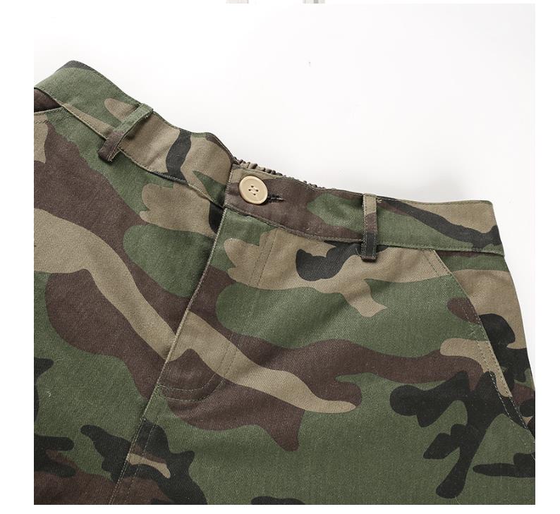 Camouflage zipper beam foot overalls women