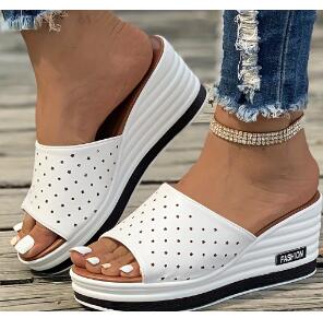 Summer new European and American fashion fish mouth wedge heel fashion leisure foreign trade large size women one-line sandals women