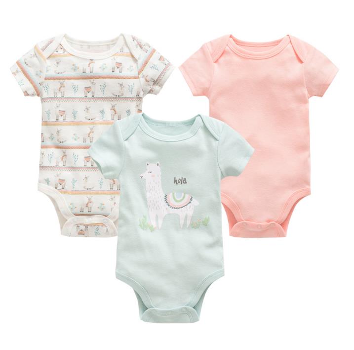 Baby onesies three-piece suit 2020 new cotton short-sleeved sweater baby clothes clothes