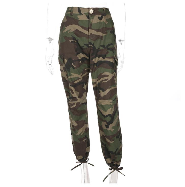 Camouflage zipper beam foot overalls women