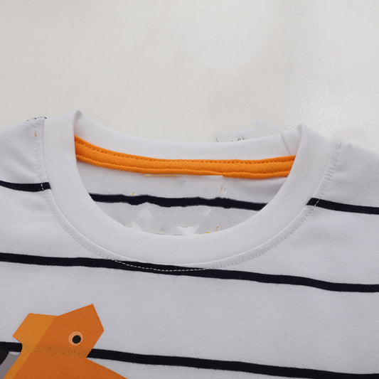 Cartoon digger short sleeve spring and summer children's cotton T-shirt boys' tops