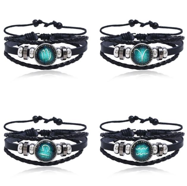 Twelve Constellations Bracelet for Men and Women Jewelry Handrope Chaozhou Nocturnal Personality Hand String for Couple''s Bracelet Birthday Gift
