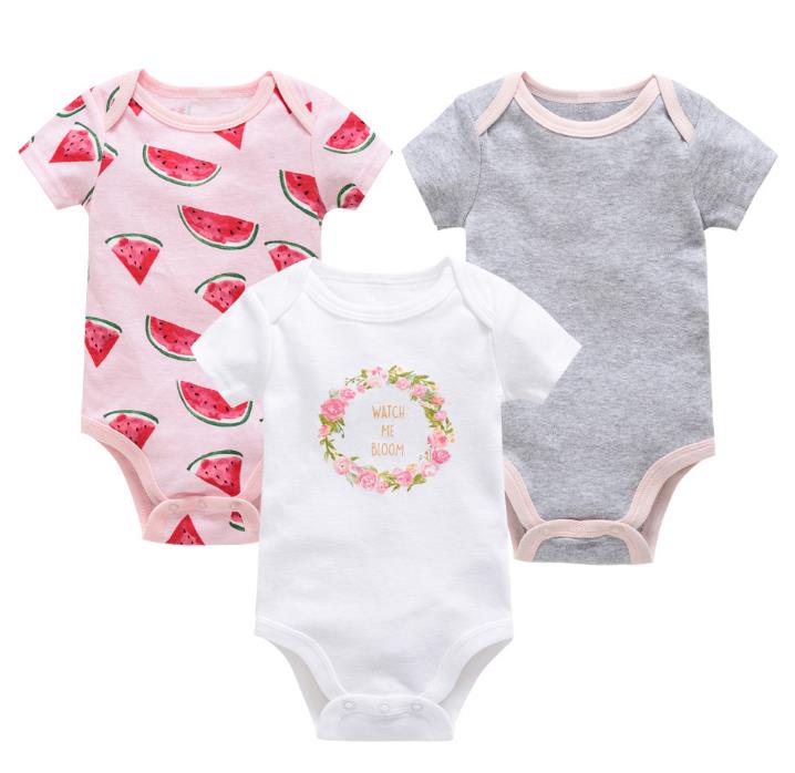 Baby onesies three-piece suit 2020 new cotton short-sleeved sweater baby clothes clothes