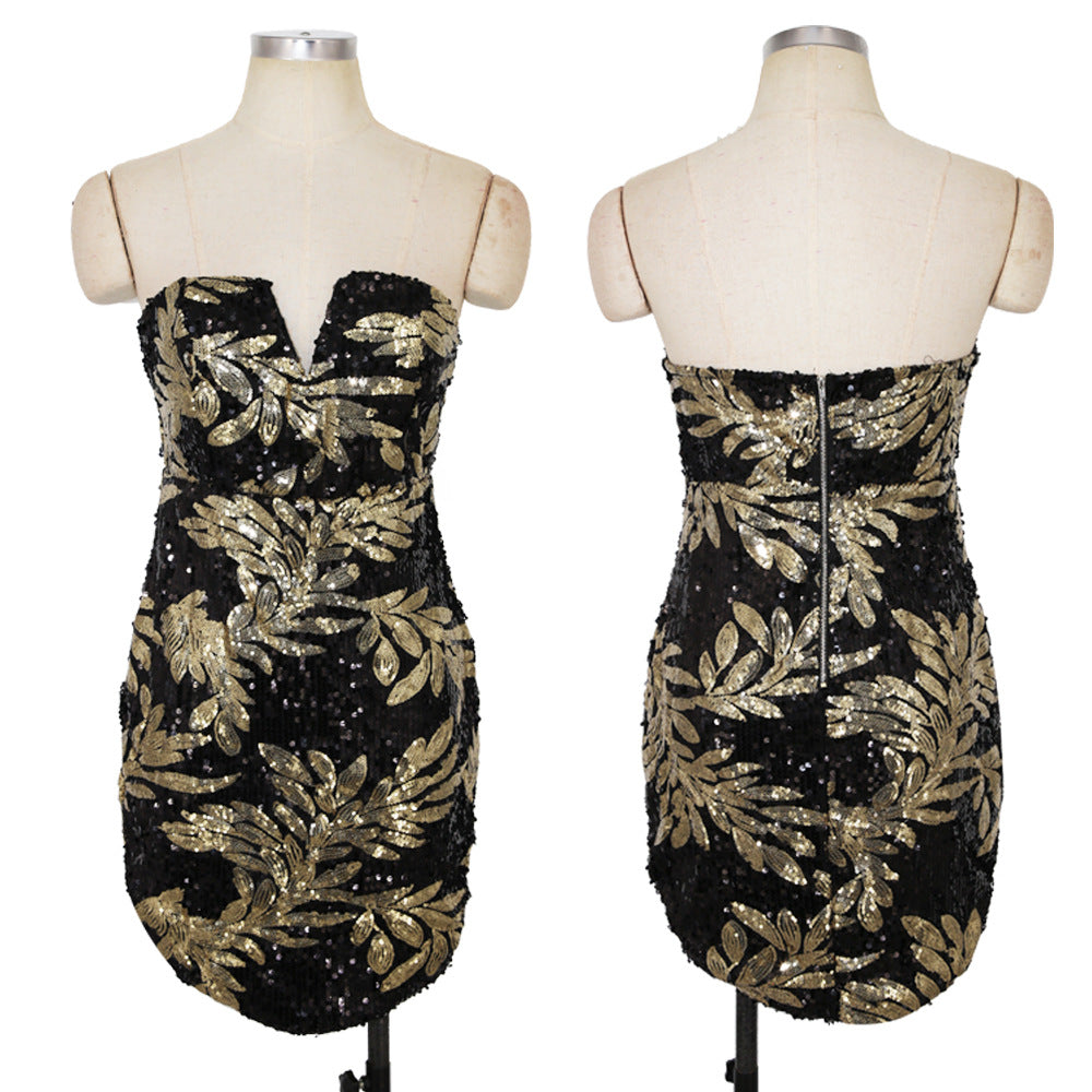 Vintage Embroidery Red Sequins Summer Dress Women Sleeveless Strapless Sundress Sexy Nightclub Mini Bodycon Party Dress 2019 Hot