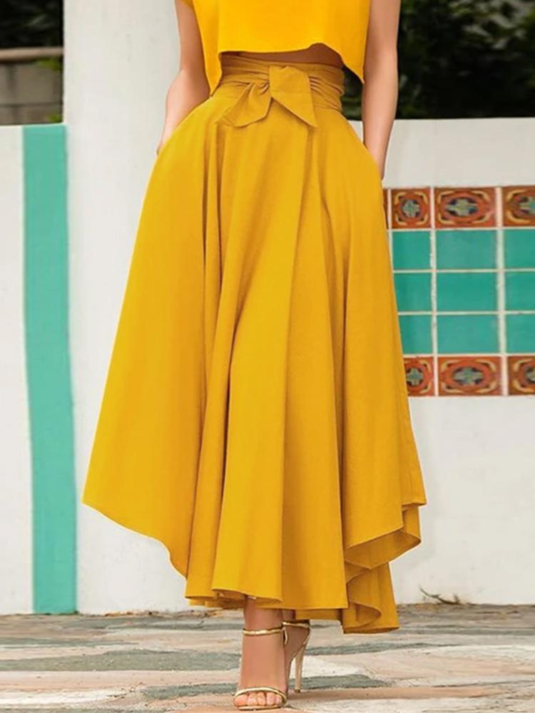 ZANZEA Women Elegant Asymmetrical Sundress Autumn Fashion High Waist Skirts Female Solid Skirts Female Casual Party Saia Jupe