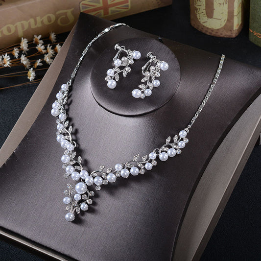 TL210 bridal jewelry, Korean Earring Necklace, two sets wedding, birthday banquet, wedding dress, accessories