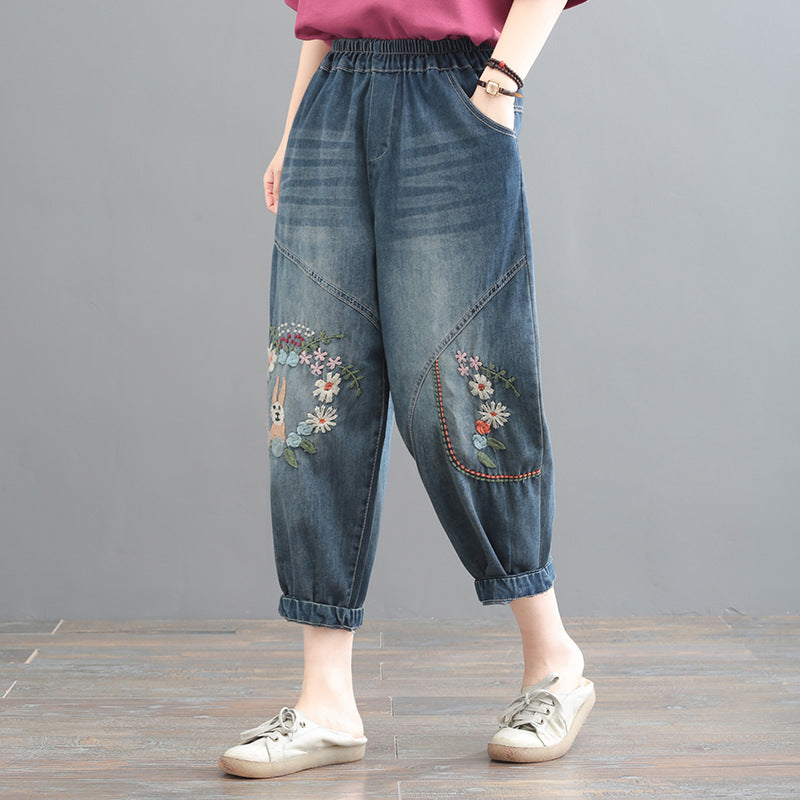 Jeansspring Loose Plus Size Harem Pants Casual Print