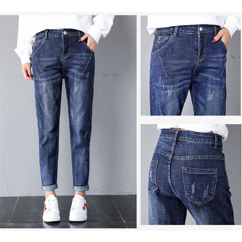 2022 Spring Autumn Women Jeans Denim Pants Fashion High Waist Harem Pants Female Trousers Streetpants P295