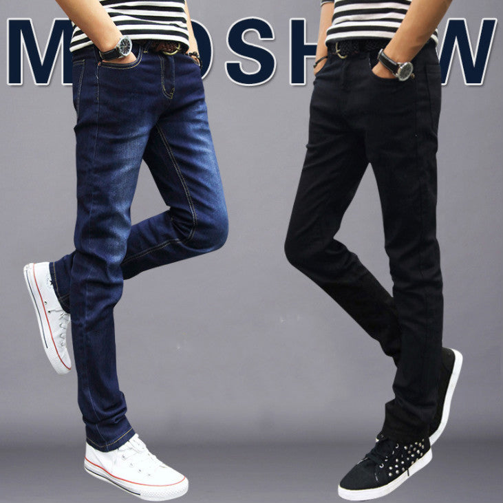 Boys spring jeans male Korean version of the trend of slim feet pants