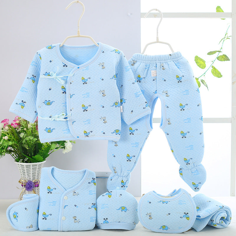 Seven-piece quilted warmth for spring and autumn newborns