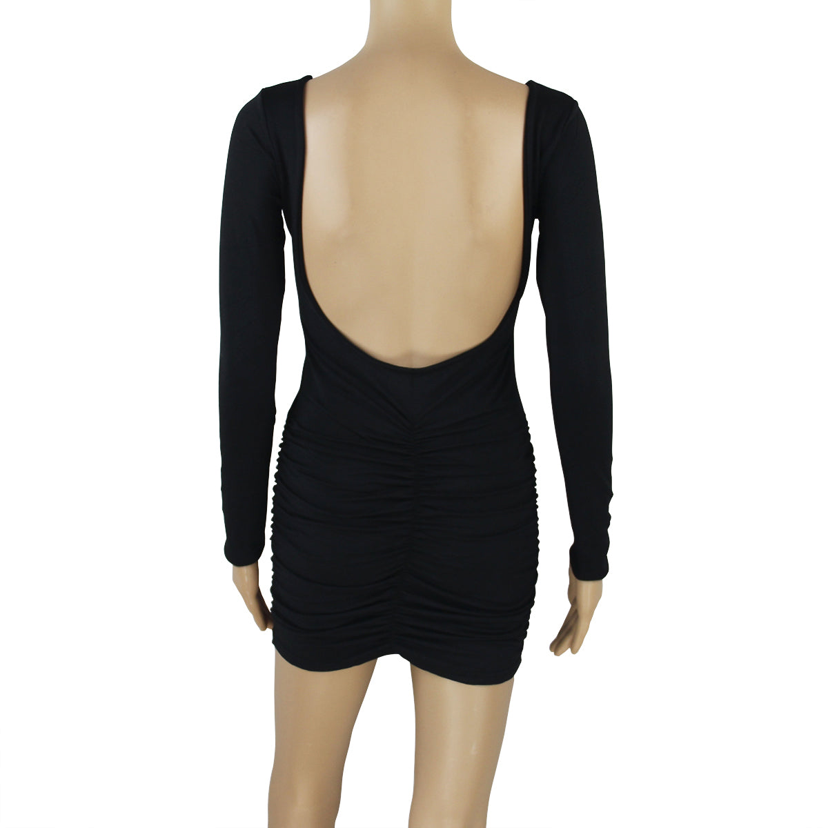 USA Size Black and white long sleeve sexy dew backpack hip fold nightclub dress