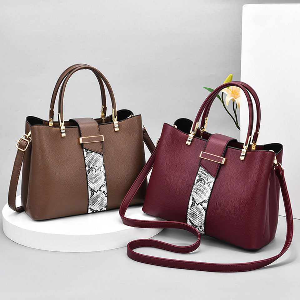 Luxury Snake Grain Leather Handbags Women Fashion Designer Large Capacity Tote Crossbody Shoulder Bag Female Top Handle Torebka