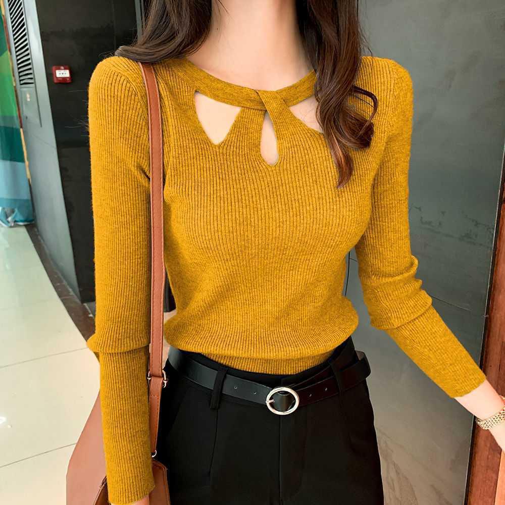 New autumn and winter Korean slim sexy pullover sweater slim base knit sweater for women, Korean slim sexy pullover sweater, slim base knit sweater for women